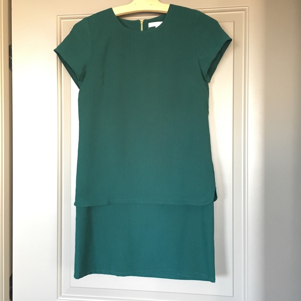 Forest green tiered mini-dress